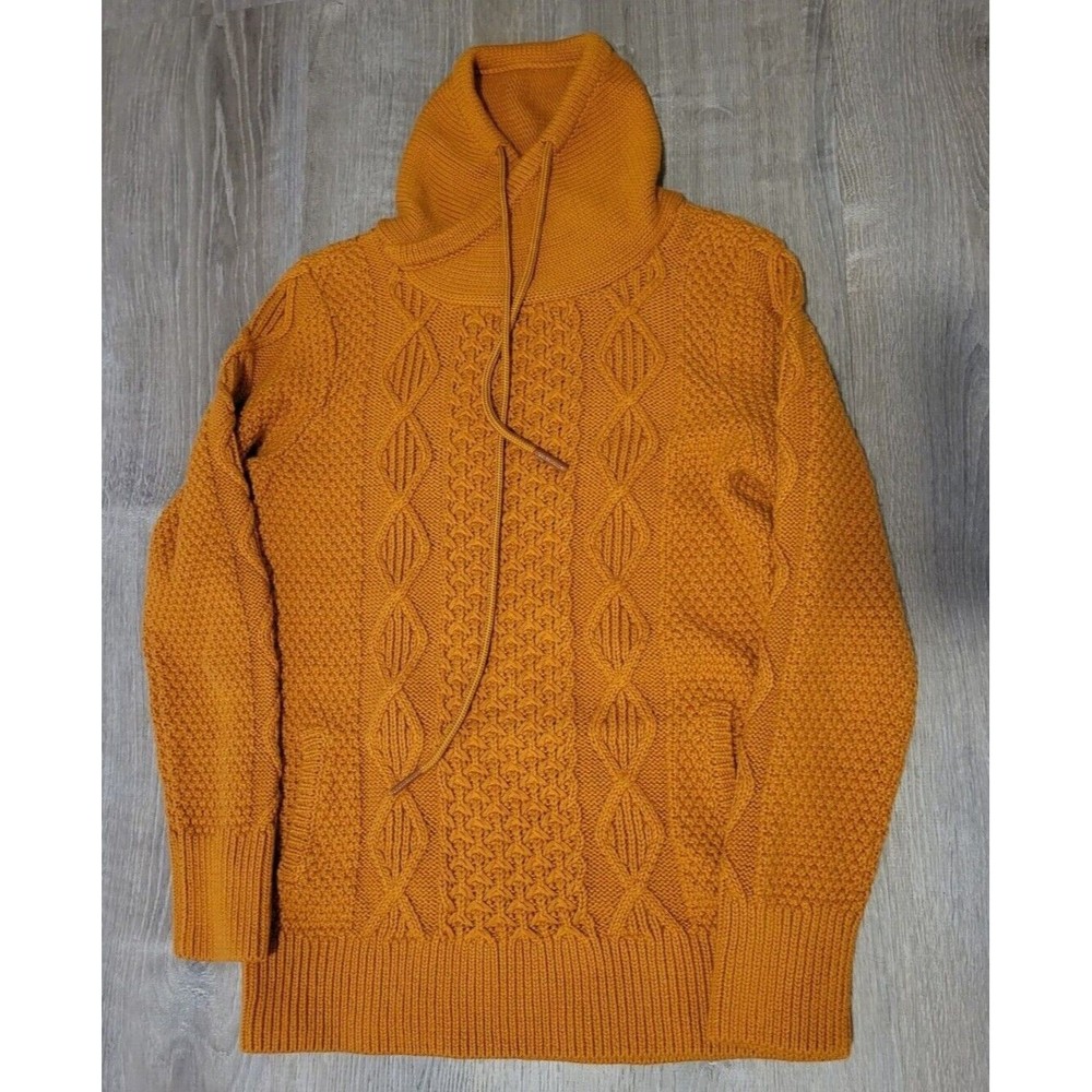 LL Bean Signature Small Women's Orange/Saddle Funnelneck Sweater 100% Cotton